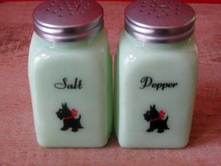 Scotty Dogs Red Bow Jadeite Green Milk Glass Salt & Pepper Shaker Set : Other Products : Everything Else