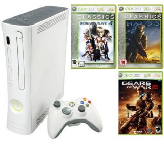 Xbox 360 Arcade Console: Bundle (Including Dead or Alive 4: Classics, Gears of War 2 & Halo 3)      Games Consoles