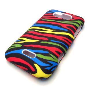 LG Motion MS770 4G Rainbow Multi Color Zebra Design Rubberized Feel Rubber Coated PROTECTOR HARD Case Cover Skin Protector Metro PCS: Cell Phones & Accessories