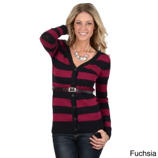 Journee Collection Ci Sono By Journee Juniors Striped Belted Cardigan Black Size S (4 : 6)