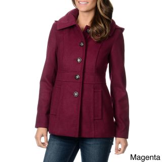 Kensie Kensie Womens Hooded Single Breasted Coat Red Size S (4  6)