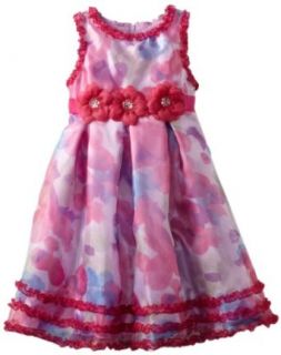 Nannette Girls 4 6x Printed Floral Organza Dress With Ruffles: Clothing