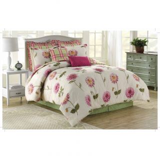 Soho New York Home Pink Dahlia 8 piece Cotton Comforter Set