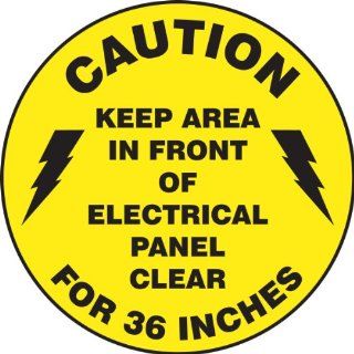 Accuform Signs MFS778 Slip Gard Adhesive Vinyl Round Floor Sign, Legend "CAUTION KEEP AREA IN FRONT OF ELECTRICAL PANEL CLEAR FOR 36 INCHES", 17" Diameter, Black on Yellow: Industrial Floor Warning Signs: Industrial & Scientific