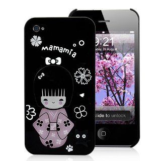Cute Mamamia Girl Pattern Hard Case For iPhone 4 and 4S BLACK: Cell Phones & Accessories