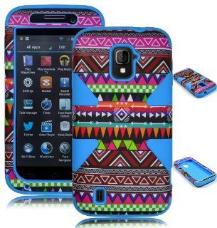 Bastex Heavy Duty Hybrid Dynamic Case for ZTE Source N9511 and ZTE Majesty Z796C   Sky Blue Silicone / Chevron Tribal Aztec Hard Shell Cell Phones & Accessories