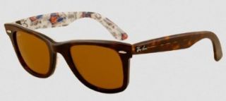 Ray Ban Original Wayfarer RB2140 Men's Lifestyle Sunglasses   Top Havana Texture London/B 15 XLT / One Size Fits All Shoes