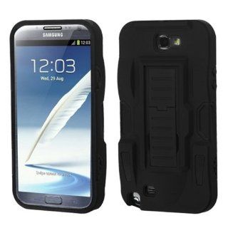 MYBAT ASAMGNIIHPCSAAS801NP Advanced Armor Rugged Durable Hybrid Rubberized Case with Kickstand for Samsung Galaxy Note II   1 Pack   Retail Packaging   Black: Cell Phones & Accessories