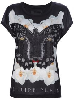 Philipp Plein Embellished Panther Butterfly T shirt