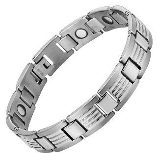 Willis Judd Mens Titanium Magnetic Bracelet In Black Velvet Gift Box + Free Link Removal Tool: Men S Bracelet: Jewelry