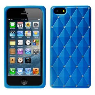 Cbus Wireless Blue Bling Rhinestone Argyle Silicone Case / Skin / Cover for Apple iPhone 5 5G 5S: Cell Phones & Accessories