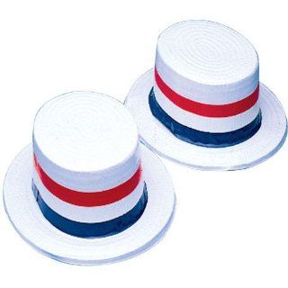 American Patriotic USA Blue White Red Plastic Skimmer Party Hat: Toys & Games