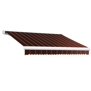 Awntech 24 ft Wide x 10 ft Projection Burgundy Pin Striped Slope Patio Retractable Remote Control Awning