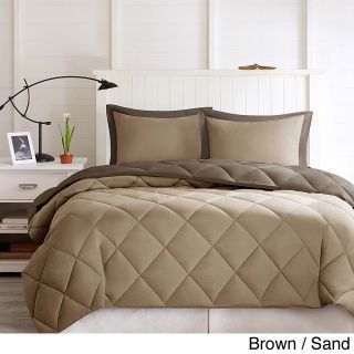 Jla Home Comfort Classics Windsor Stain Resistant Down Alt Reversible 3 piece Comforter Set Brown Size Twin