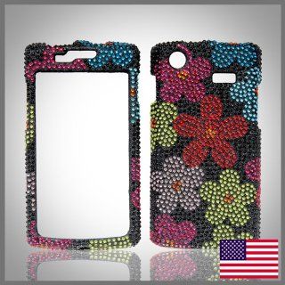 Multicolor Flowers on Black "Cristalina" crystal bling case cover for Samsung Captivate i897: Cell Phones & Accessories