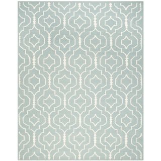 Safavieh Contemporary Handwoven Moroccan Dhurrie Light Blue/ Ivory Wool Rug (8 X 10)