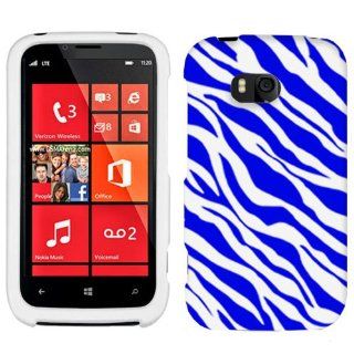 Nokia Lumia 822 Blue White Zebra Print Hard Case Phone Cover: Cell Phones & Accessories