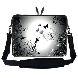 Meffort Inc 17 17.3 inch Laptop Sleeve Bag Carrying Case with Hidden Handle and Adjustable Shoulder Strap   Gray Butterfly Design: Computers & Accessories