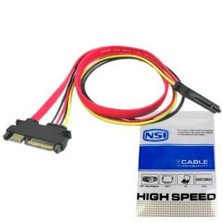 NSIcable 22 pin (7+15) SATA Male to Female DATA and Power Combo Extension Cable   Slimline SATA Extension Cable M/F   20inch (50cm): Computers & Accessories