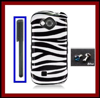 For Samsung U820 Reality Glossy Black White Zebra Design Snap on Case Cover Front/Back + Black Stylus Touch Screen Pen + One FREE Blue 3.5mm Bling Headset Dust Plug: Cell Phones & Accessories