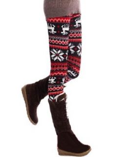 Women BIG Reindeer Deer Snow Snowflake Pattern Footless Pantyhose Legging Pant at  Womens Clothing store: