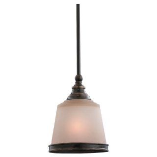 Sea Gull Lighting 61330 825 Warwick One Light Mini Pendant, Vintage Bronze Finish with Smoky Parchment Glass   Ceiling Pendant Fixtures  