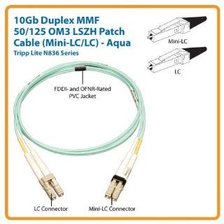 TRIPP LITE 1M 10G Duplex MMF 50/125 OM3 Fiber Cable Mini LC/LC Aqua 3 Feet (N836 01M): Electronics