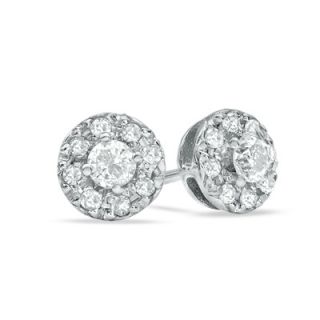 CT. T.W. Diamond Frame Stud Earrings in 10K White Gold   Zales