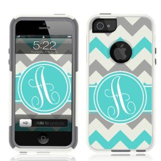 iPhone 5 Case [White] Chevron Monogram Grey Teal [Dual Layer] UnnitoTM *1 Year Warranty* Case Protective [Custom] Commuter Protection Cover iPhone 5S: Cell Phones & Accessories