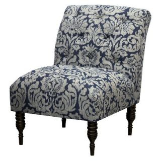 Skyline Upholstered Chair: Vaughn Tufted Slipper Chair   Indigo Damask
