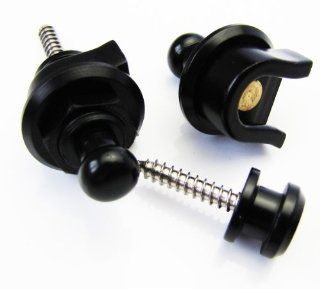 IKN Strap Locks Round Head Black Color for Guitar Schaller style Pack of 2pcs: Musical Instruments