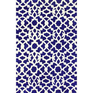 Nuloom Handmade Modern Lattice Trellis Blue Rug (5 X 8)