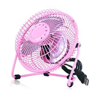 Pink Durable Quiet 6 Inch Aluminium Blade High Velocity Fan Usb Personal Desk Fan: Computers & Accessories