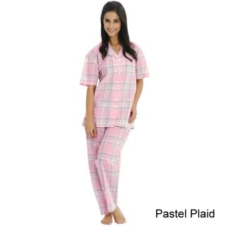 Alexander Del Rossa Del Rossa Womens Woven Cotton Top And Pants Pajama Set Other Size M (8  10)