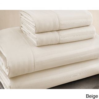 Hotel Cotton Sateen Luxury 300 Thread Count 4 piece Sheet Set Beige Size King