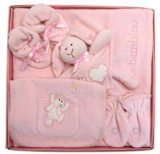 Piccolo Bambino Cotton Velour 5 Piece Gift Set, Pink : Baby Products : Baby