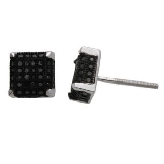 CT. T.W. Black Diamond Composite Square Stud Earrings in Sterling