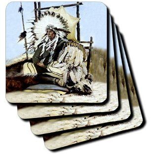 cst_859_4 Southwest   Indian Chief   Coasters   set of 8 Ceramic Tile Coasters: Kitchen & Dining