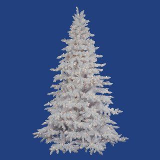 7.5' Pre Lit Flocked White Spruce Full Artificial Christmas Tree   Clear Lights  