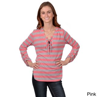 Journee Collection Journee Collection Juniors Hooded Striped Long sleeve Top Pink Size S (1 : 3)