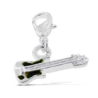 Addicting Charms 3d Electric Guitar with Enamel Accent Charm for Bracelet or Pendant Necklace with Lobster Clasp: Jewelry