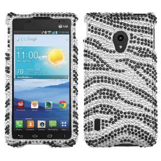 Aimo LGVS870HPCDM010NP Dazzling Diamante Bling Case for LG Lucid 2 VS870   Retail Packaging   Black Zebra Skin: Cell Phones & Accessories