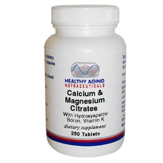 Healthy Aging Nutraceuticals Calcium & Magnesium Citrates W/ Hydroxyapatite, Boron, Vitamin K 250 Tablets: Health & Personal Care