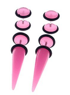 Fake Plugs Kit, Black Acrylic Fake Tapers with Plugs 16 Gauge   0G Gauges (8mm) Look   4 Pieces: Body Piercing Tapers: Jewelry