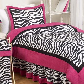 Sweet Jojo Designs Sweet Jojo Designs Girls Zebra 4 piece Twin Comforter Set Black Size Twin