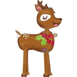 Adorable Walking Baby Reindeer Holly Bell Fawn Brown Green Red 54" Balloon Mylar: Toys & Games