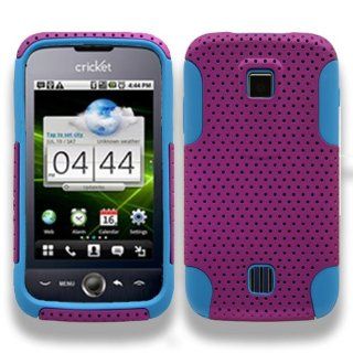 HUAWEI M860 ASCEND METRO PCS SPORTY PERFORATED HYBRID 2 TONE (SOFT SILICONE+SOFT RUBBER) CASE PURPLE/BLUE: Cell Phones & Accessories