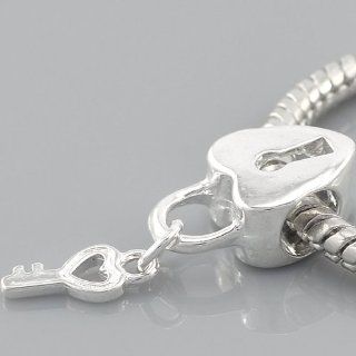 " Key to my Heart " Dangling Key Top Quality Charm Spacer Beads fits Pandora Troll Chamilia Biagi Bracelet: Jewelry