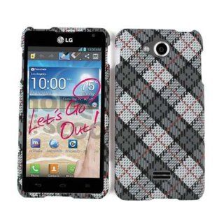 ACCESSORY MATTE COVER HARD CASE FOR LG SPIRIT MS 870 GRAY WHITE PLAID: Cell Phones & Accessories