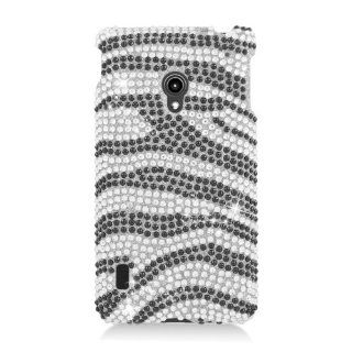 Eagle Cell PDLGVS870F370 RingBling Brilliant Diamond Case for LG Lucid 2 VS870   Retail Packaging   Black/Siver Zebra: Cell Phones & Accessories